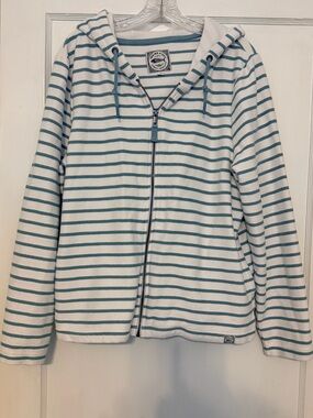 Weird Fish blue white stripe full zip hoodie women’s 16